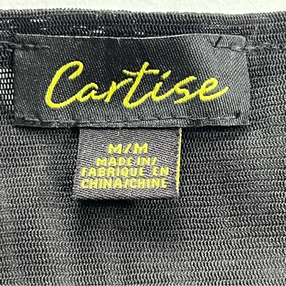 Vintage Y2K CARTISE Sequin Mesh Top Black Semi Sheer Medium Grunge Long Sleeve - Picture 4 of 7